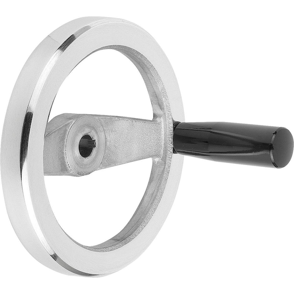 2-Spoke Handwheel D1=100 Reamed Hole W Slot D2=10H7, B3=3, T=11, 4, Aluminum, Fixed Grip